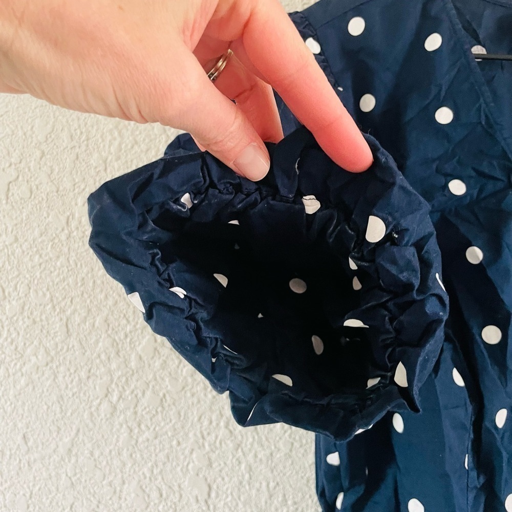 Navy Polkadot Puff Sleeve Wrap Top - Picture 11 of 11